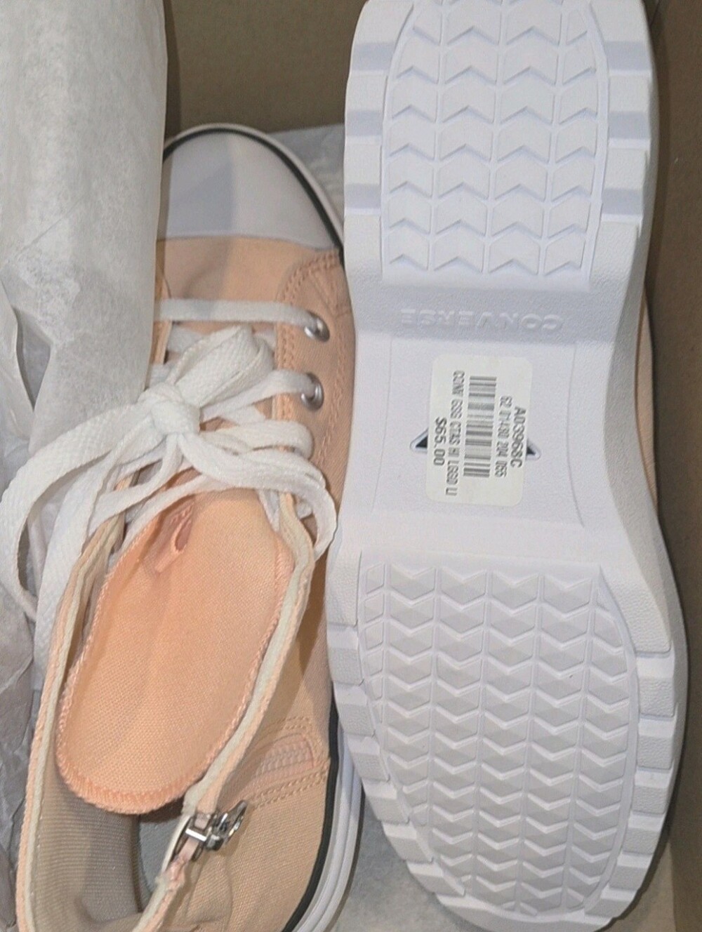 Converse Chuck Taylor All Star Platform HighTop Peach Canvas Zipper US Wmns 7.5 - Picture 8 of 12